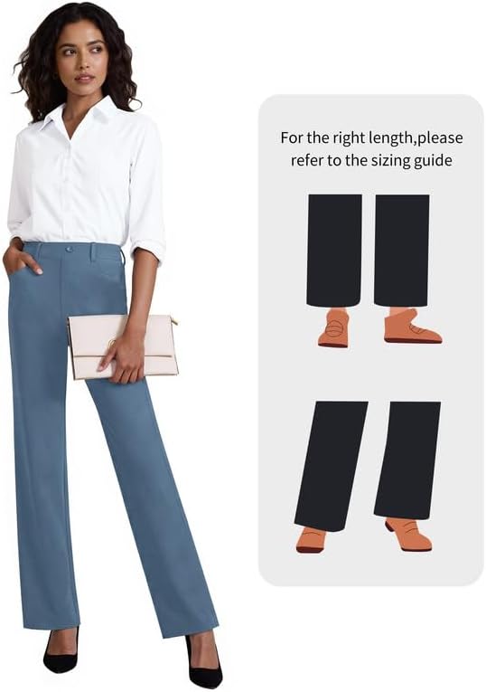  Womens Dress Pants Stretchy High Waisted Pull On Work Slacks thumbnail