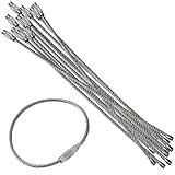 Portachiavi Filo portachiavi in acciaio inox, 15 cm, portachiavi, etichette per bagagli, anelli per etichette, 2 mm, barile attorcigliato (200)