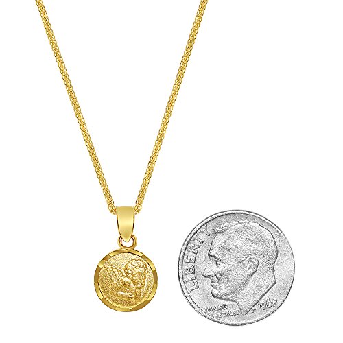 Precious Stars 14K Yellow Gold Cherubic Guardian Angel Pendant #TOP2