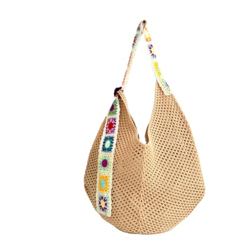 Women's Boho Embroidery Crossbody Bag Hollow Out Crochet Knit Shoulder Bag