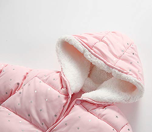 Toddler Baby Boys Girls Winter Jacket Thick Warm Clothes 1-4 Years Old,Kids Cute Star Print Hooded Coat Outwear (12-18 Months, Pink) #TOP3