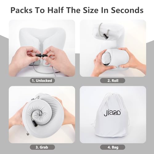 image for jiaao 2-in-1 Travel Neck Pillow, Advanced Neck Support for Long Flight