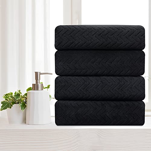 4 Pack Large Bath Towels Set 35"X70" Black Oversized Bath Sheet Chair Towels, 600 Gsm Ultra Soft & Absorbent Towels For Bathroom, Quick Dry Towel For Gym Hotel Camp Pool #TOP7
