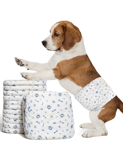 Image of Dog Diapers Male Wraps, Disposable Male Dog Diaper, Super Soft Absorbent Doggie Diapers for Boy Dogs with Incontinence Marking or Excitable Urination(S, 20)