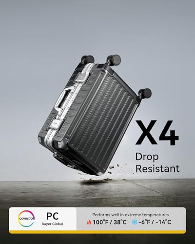 LUGGEX Carry On Luggage with Spinner Wheels, 20 Inch Aluminum Frame Zipperless Polycarbonate Hard Shell Suitcase, Silver - Thumbnail 6