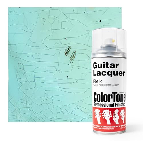 ColorTone Aerosol Guitar Lacquer, Relic – Transparent Clear Nitrocellulose Top Coat for Vintage Checking Effects – 400ml Spray for Relic Guitar Finishes