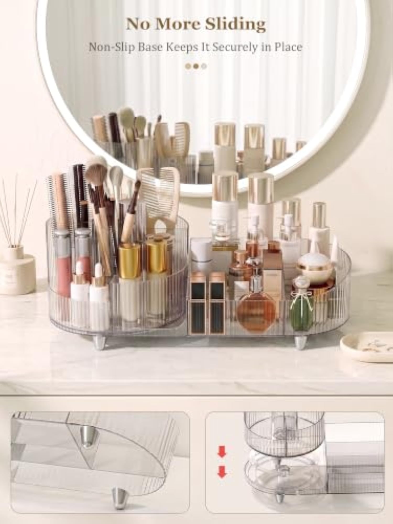 Rotating Clear Makeup Organizer for Vanity Countertop