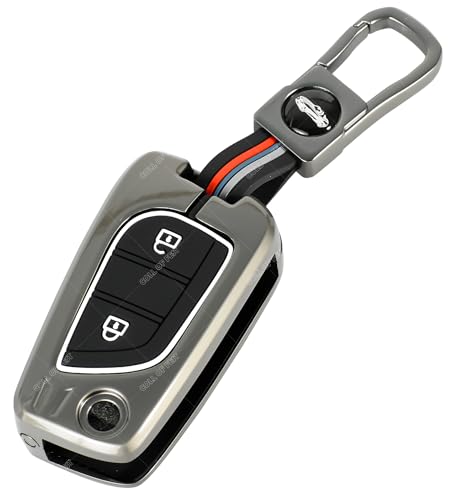Car Key Cover Compatible with Toyota Innova Crysta and corrola altis 2-Button Smart Key (Metal Silicone)