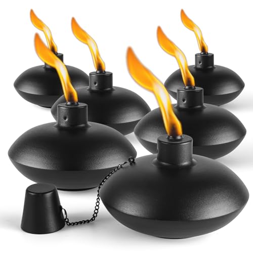 ZSZMFH 6 Pack Metal Table Top Torches,18 oz Citronella Torches for Outside， Refillable Citronella Flame Light Torch with Wicks and Covers, Landscape Lanterns Torches for Party, Garden Decor，DIY