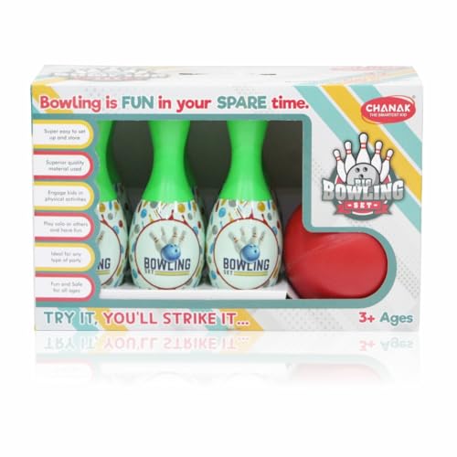 Image of Aditi Toys Plastic Big Bowling Game Set with 6 Pin and 1 Ball, Multicolor Bowling Set for Indoor & Outdoor Play, Non-Toxic Bowling Game, Suitable for Kids Above 3 Years, BIS Approved (Green)