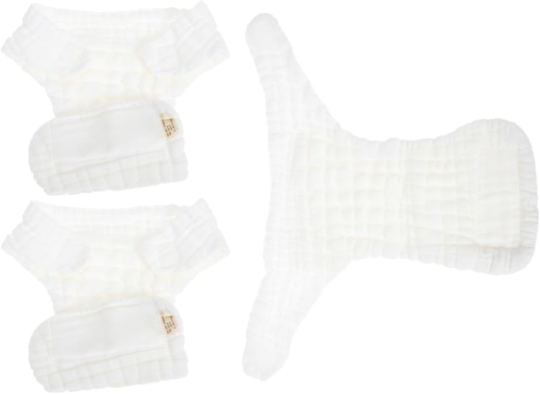 3pcs Newborn Cotton Washable Cloth Diaper Pants White S | Gauze Construction, Soft Skin-friendly Fit, Portable for Housework or Walks, for Boys