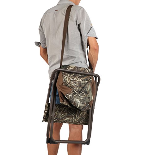 PORTAL Folding Seat, Lightweight Backrest Stool Hunting Fishing Chair with Storage Pocket for Camping, Hiking, Beach, Picnic, Support Up to 225 lbs, Camouflage by Portal - Used condition - Image 4