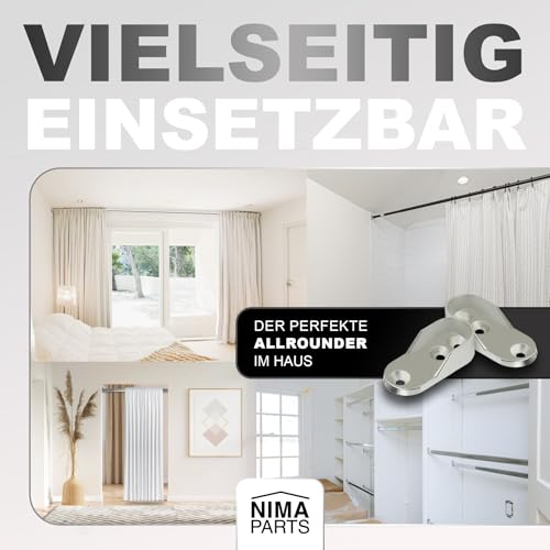 NIMA PARTS Kleiderstangenhalter Ovalstange 30x15 mm, rostfreier Stahl