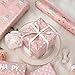 MAYPLUSS Reversible Pink Birthday Wrapping Paper Roll - 17 Inch X 16.5 Feet - Glitter Happy Birthday Lettering Metallic Foil Paper Girl Gift Wrap w/Polka Dot for Holiday Party Baby Shower Mother's Day
