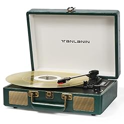 Vintage 3-Speed Bluetooth Portable USB Suitcase Record Player with Built-in Speakers | Upgraded Vinyl Turntable Audio Sound| Includes Extra Stylus & Mat | Green - Les Beatles, Paul McCartney, John Lennon, RIngo Starr, George Harrison