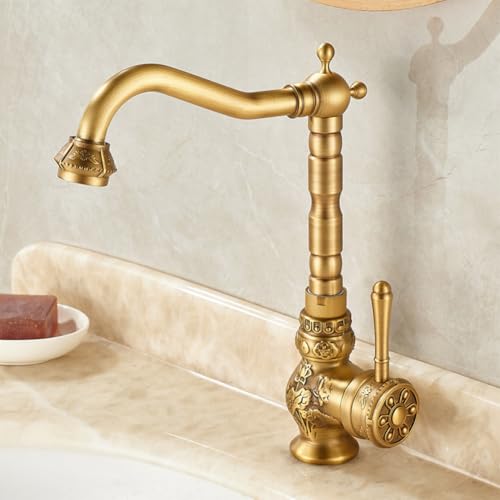 Mitigeur lavabo pivotant 360 résistant calcaire robinet laiton rétro eau - 4