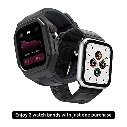 Bracelet Apple Watch anti irritation SCHIK lot de 2 toile silicone acier