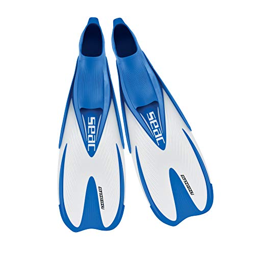 SEAC Speed Aletas de Snorkel para Mujeres, Hombres y niños con calzante Cerrado, Adultos Unisex, Azul Claro/Blanco, 36-37