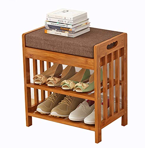Amazon.co.jp: ZHUSHIJIE 玄関ベンチ クッション座面付き 良質楠竹製