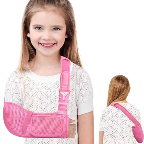 VISKONDA Kids Arm Sling Mesh Medical Sling with Adjustable Shoulder Pad Breathable Children Arm Support Shoulder Immobilizer Brace for Elbow Wrist Injury Torn Rotator Cuff Post-Surgery(Pink XX-Small)