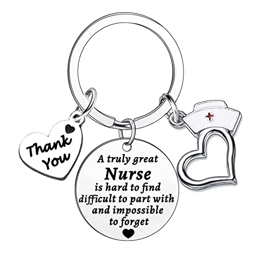 BESPMOSP Nurse Gifts for Women Nurses Nurse Keychain Appreciation Nurse Keyring Thank You Presents Nursing Student Gifts A Truly Great Nurse Is Hard To Find Key Ring