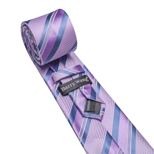 Image of Barry.Wang Mens Tie Set Plaid Check Neckties Formal Business Wedding Luxury Pocket Square Cufflinks