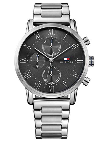 Tommy Hilfiger Reloj de Cuarzo Analógico Multifunción para Hombre de 44mm - Esfera Gris, Pulsera de Acero Inoxidable Plateado, 3 Subesferas, Resistencia al Agua 3ATM - 1791397 Tommy Hilfiger Reloj de Cuarzo Analógico Multifunción para Hombre de 44mm - Esfera Gris, Pulsera de Acero Inoxidable Plateado, 3 Subesferas, Resistencia al Agua 3ATM - 1791397