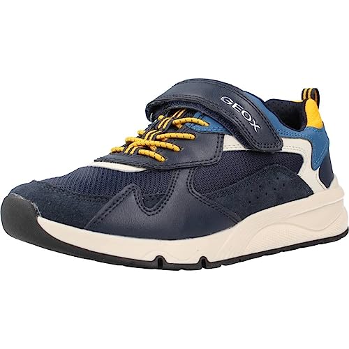 Geox J Rooner Boy A, Zapatillas, Azul Marino y Amarillo, 31 EU