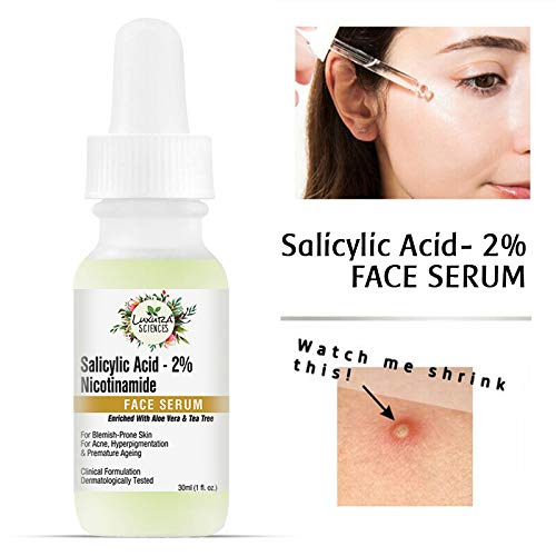 Image of Luxura Sciences Salicylic Acid 2% Face Serum, Niacinamide Serum 30ml - Mild Exfoliant - Pore Reduction, Oil Control, and Acne Spot Treatment | Improves Skin Elasticity and Reduces Fine Lines