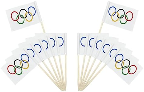 Olympic Games Cupcake Toppers Stick Flag Small Mini Olympic Toothpick Flags International World Party Festival Theme Decorations(100Pcs)