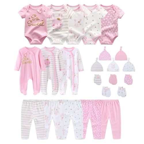 Image of JELYLOVE Unisex Baby Boy Girl Bodysuits And Pants Sets 23 pack Cotton New born Clothing Comfort Infant Birthday Outfit