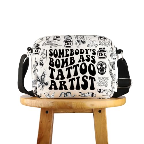 POFULL Tattoo Lover Gift Tattooist Gift Tattoo Stylist Gift Somebody's Bomb Ass Tattoo Artist Corssbody Bag
