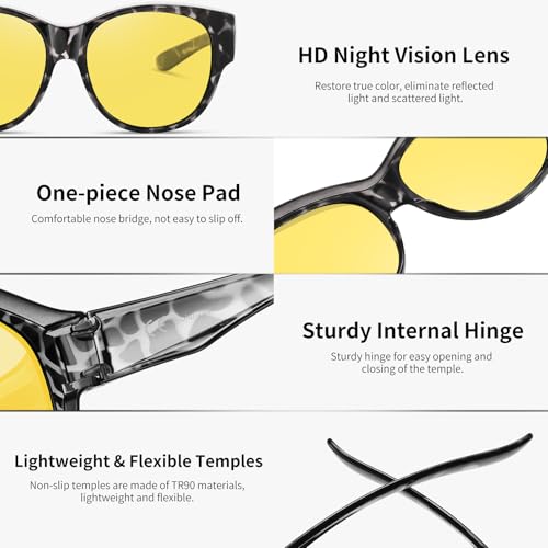 Image of GEGURI Polarized Sunglasses Fit Over Glasses for Men Women, Oversized Square Sun Glasses UV400 Protection Shades