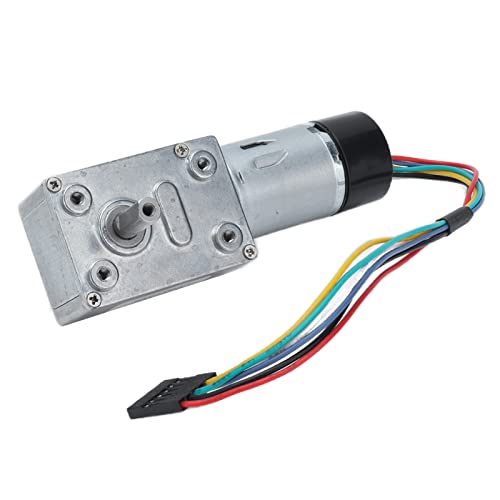 JGY 370 DC Worm Gear Motor Gear Motor with Encoder Biaxial 14mm Output Shaft DC 24V for Industrial Drive Device (23RPM)