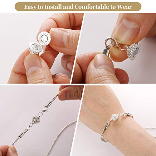 12 Pcs Gold and Silver Rhinestone Ball Style Magnetic Lobster Clasp for Jewellery Necklace Bracelet2
