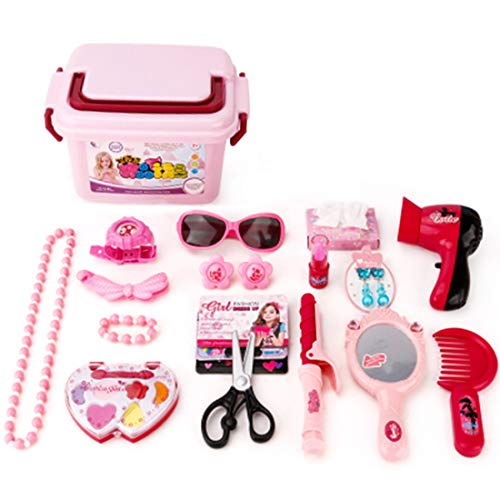 Preisvergleich Produktbild MRKE Kinder Schminkset Mädchen 21er Rosa Kunststoff Rollenspiel Spielzeug Kosmetikkoffer Schminksachen Schönheit Prinzessin Mädchen Makeup kit Geschenk für Kinder