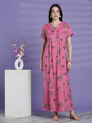 Image of 9shines Label Premium Alpine Maxi Designer Nighty | Floral Print Maxi for Women | Night wear for Women | | Full Length Night Gown for Women | Night Dress for Women Stylish (2467)