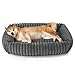 BEDSURE waschbares Hundebett für große Hunde - 91x68x20cm weicher orthopädischer Hundekorb mit bequemem Fleece-Bezug, rutschfestes Hundebett mit hohem Rand in grau