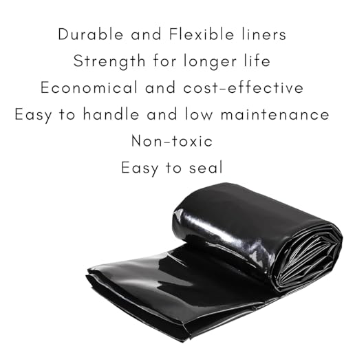 Image of MAHIRA 200 Micron HDPE Pond Liner Sheet, 8ft x 8ft, Heavy Duty Black, for Fish Ponds, Small Garden, Backyard Waterfalls, Lilly Ponds, Garden Pond Lining, Durable & Waterproof