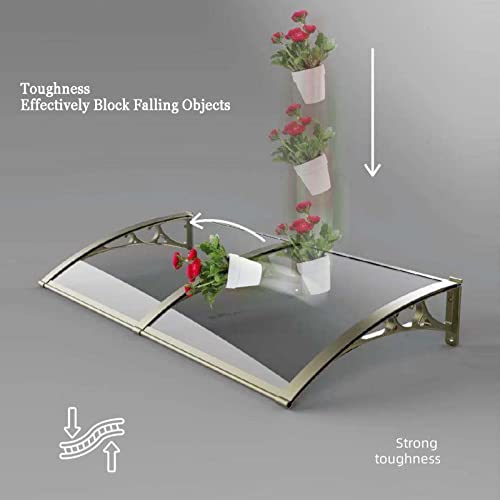 Auvent de porte-fenêtre extérieur en polycarbonate marron avec tôle creuse