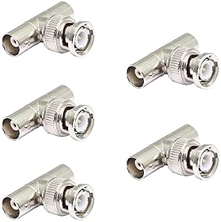 PNGKNYOCN BNC T Type SplitterBNC Male to Dual Female Coax Adapter Connector for Coaxial Cable, CCTV, Antenna5-pack
