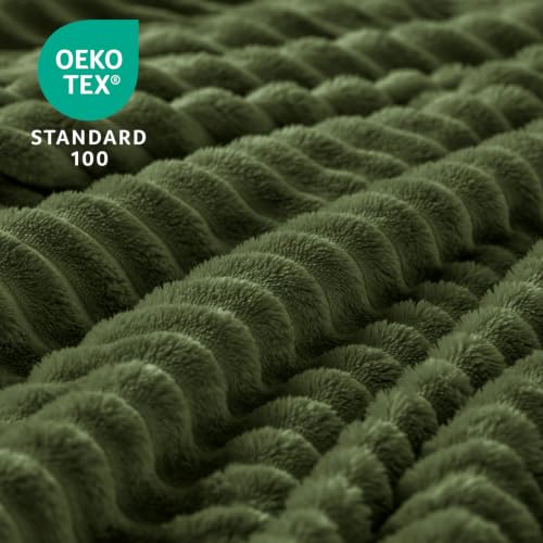 Image of BEDELITE Fleece Throw Blanket for Couch - 3D Ribbed Jacquard Soft and Warm Decorative Fuzzy Blanket - Cozy, Fluffy, Plush Lightweight Moss Throw Blankets for Bed, Sofa, 50x60 inches