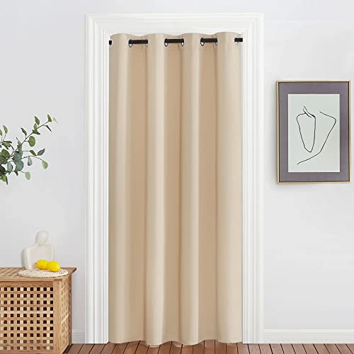 NICETOWN Doorway Curtain & Drape 78 inches Long - Grommet Thermal Insulated Privacy Blackout Window Treatment Soundproof for Bedroom/Living Room (Bisc