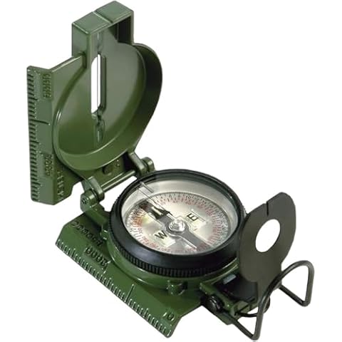 Cammenga 3HCS Lensatic Compass - Trusted US Military Gear for High Performance Navigation - Hand Held Water Resistant Navigation Compass - Clam Pack Cover