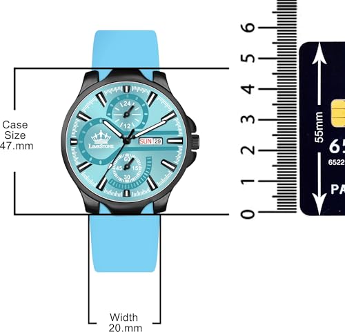 Image of LIMESTONE Men's Analog Quartz Watch with Day & Date Display, Leather /Silicone Strap - Casual & Formal Wrist Watch for Men