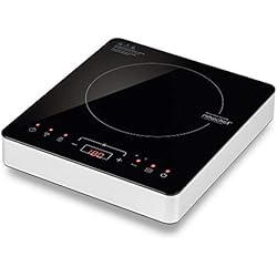 Sartenes Ceramica Newchef NEWCHEF - Placa Inducción Portátil Go2000 (2000W) 10 Potencias, 3 Prog. Preconfigurados y Pantalla LED. Hornillo Eléctrico con Temp. Ajustable 60-240ºC y Temporizador 3h. Ideal para Sartenes max. 19cm