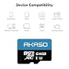 AKASO 64GB microSDXC U3 Memory Card - Up to 100MB/s, UHS-I C10, U3, Full HD, 4K UHD, MicroSD Card