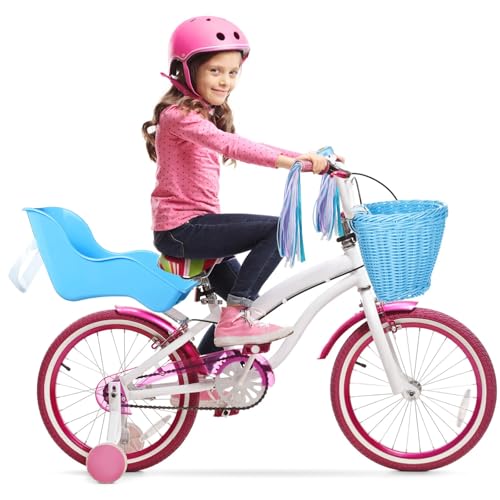 Doll Bike Seat with 28 Pcs Stickers Decals Bicycle Basket