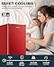 Upstreman 3.2 Cu.Ft Mini Fridge with Freezer, Single Door, Dorm Fridge, Adjustable Thermostat, Refrigerator for Dorm, Office, Bedroom, Red-BR321