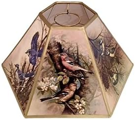 Upgradelights Bird Motif with Gold Trim Hex Chimney Style Lampshade (10 Inch)